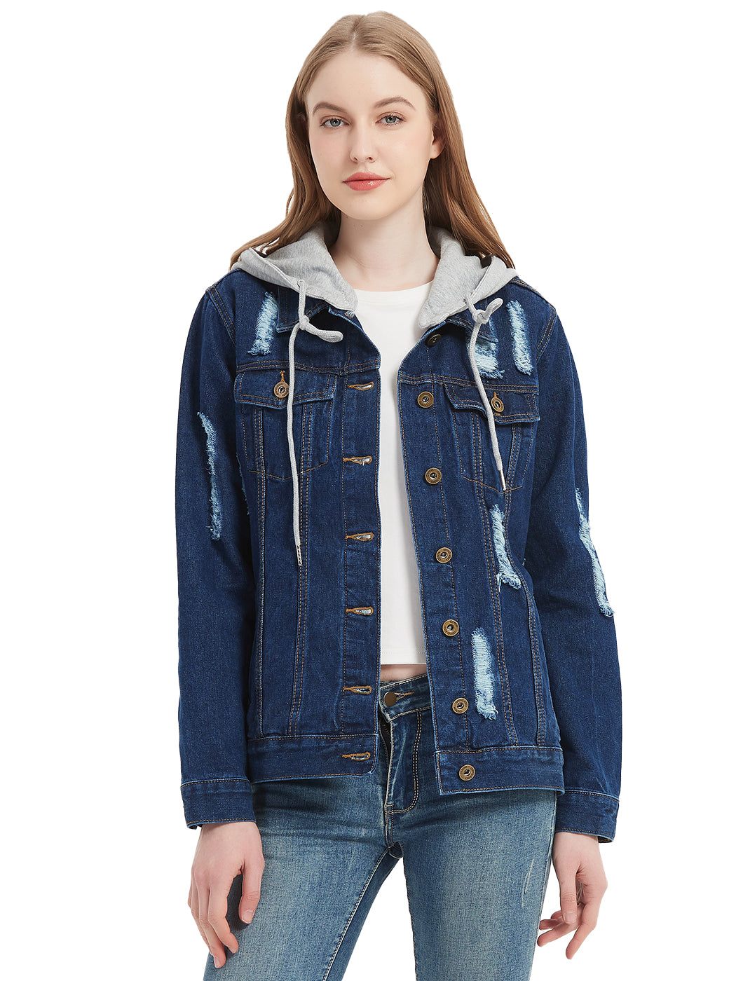 Hooded Denim Jacket Women in The Spring Autumn 2023 The New Korean Version  Loose Short Small Fragrance Casual Embroidered Top